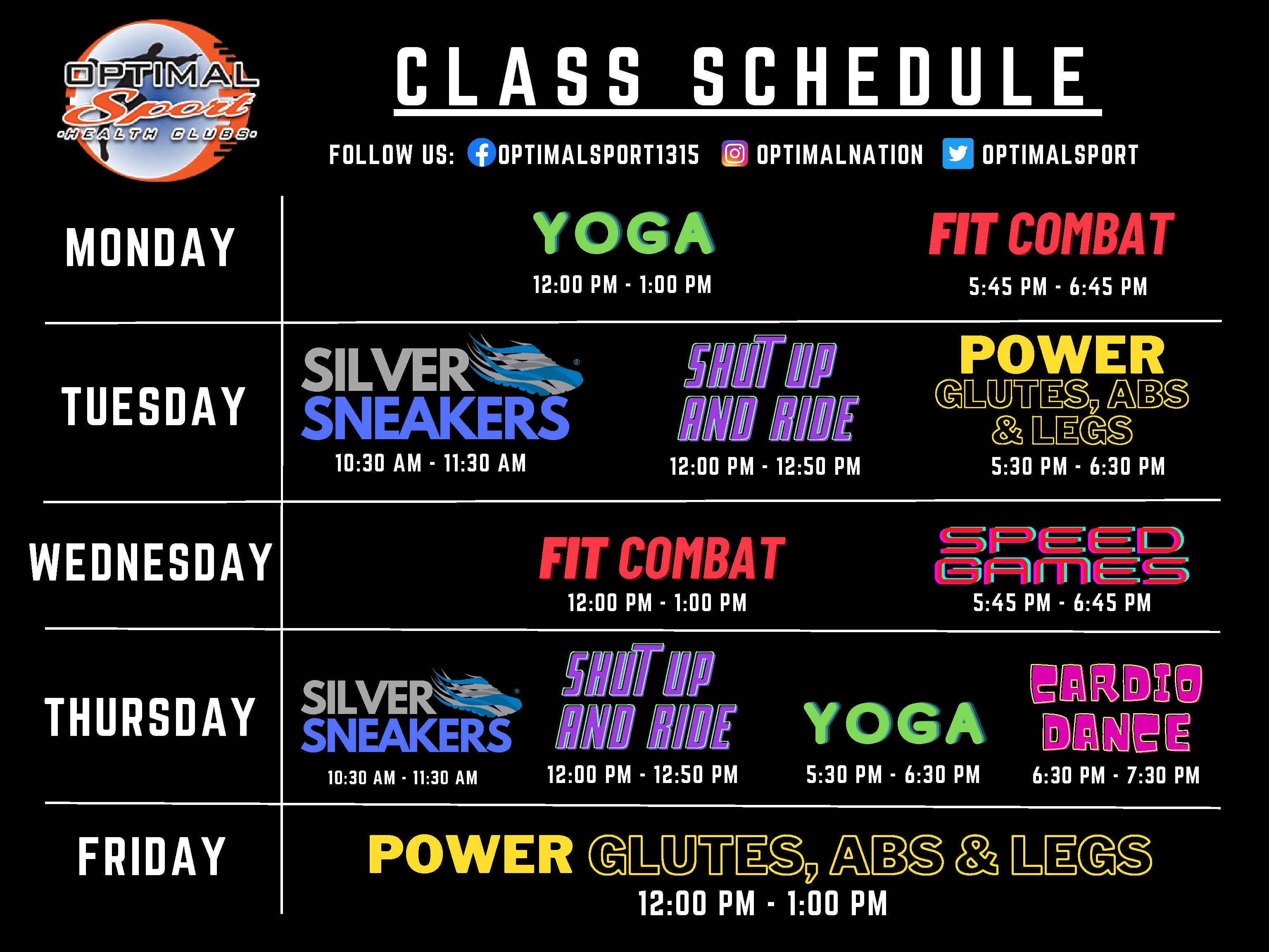 Philadelphia/Center City Class Schedule | Optimal Sport Health Clubs